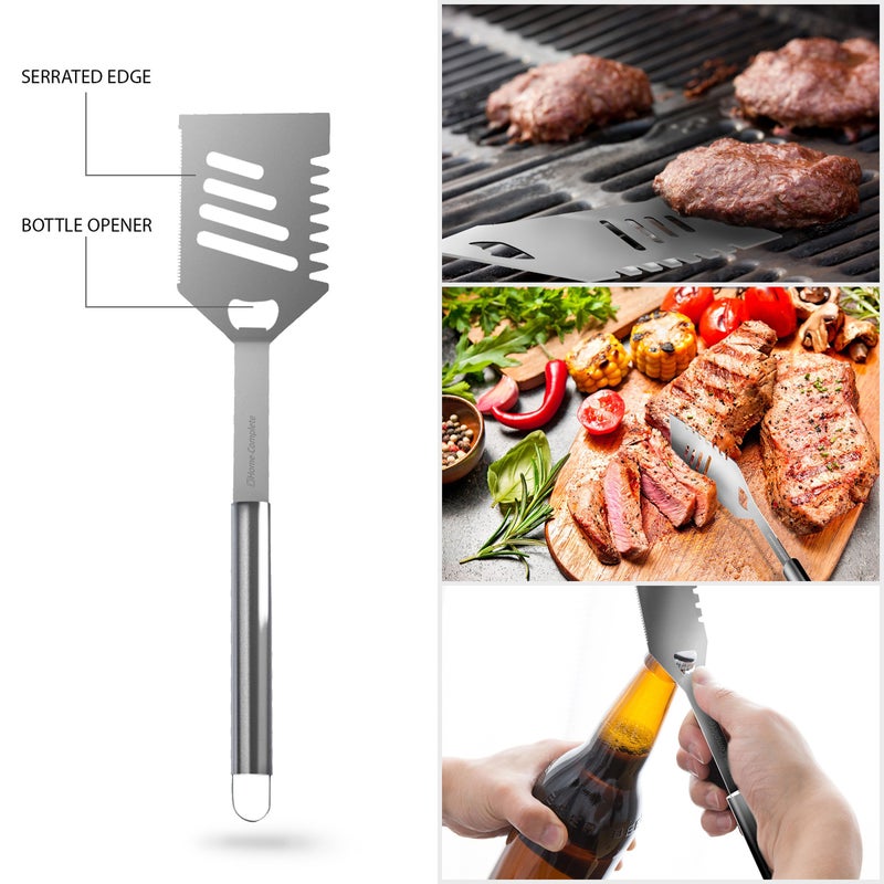 Home-Complete 7-Piece BBQ Grill Tool Kit - Stainless Steel BBQ Accessories Kitchen Set With Spatula, Tongs, Fork, Knife, Brush, Skewers, and Case by Home-Complete - Image 4